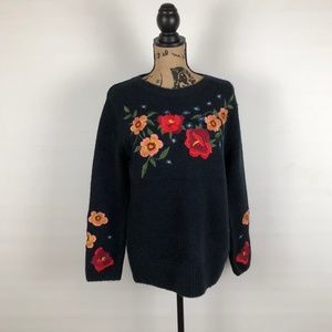 *NWT* Cliche Navy Floral Embroidered Sweater